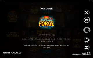 Mega Forge Tons O’Cash – Game rules