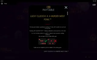 Lucky Clucks 4: A Murder Most Fowl – Paytable