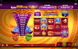 12 Masks of Fire Drum Frenzy King Millions – Feature in play