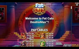 Fat Cats DoubleMax – Paytable