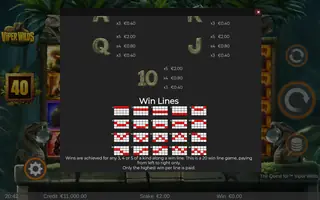 The Quest for Viper Wilds – Paytable