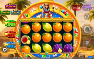 Blazin’ Fruit Pharaoh FlameLink WinnerWheel – Feature in play