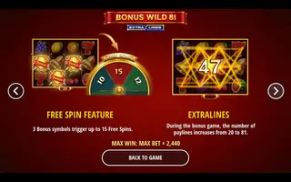 Bonus Wild 81 Extralines – Game rules