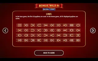 Bonus Wild 81 Extralines – Game rules