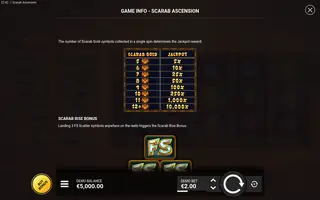Scarab Ascension – Paytable