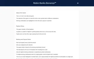 Robin Banks Bonanza – Game rules