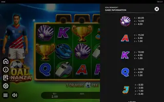 Goal Bonanza – Paytable