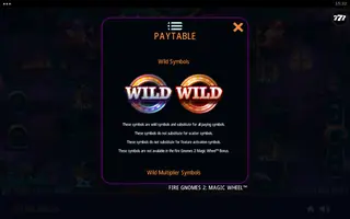 Fire Gnomes 2: Magic Wheel – Paytable
