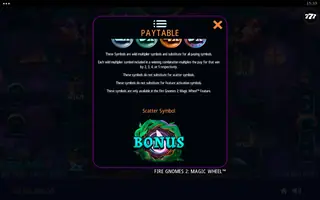 Fire Gnomes 2: Magic Wheel – Paytable