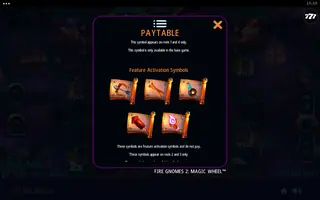 Fire Gnomes 2: Magic Wheel – Paytable