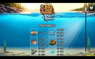 Big Game Fishing Rapid Riches – Paytable