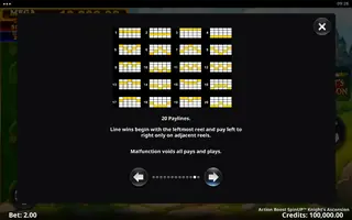 Action Boost SpinUP Knight’s Ascension – Paytable
