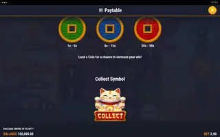 Baozang Empire of Plenty – Paytable
