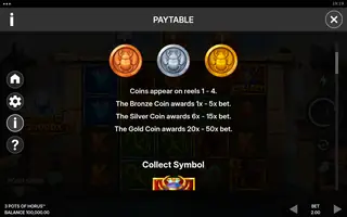 3 Pots of Horus – Paytable