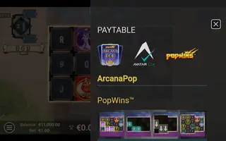 ArcanaPop PopWins – Paytable