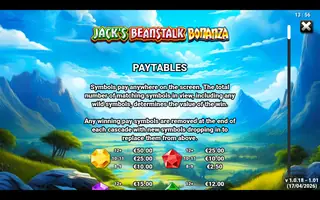 Jack’s Beanstalk Bonanza – Paytable