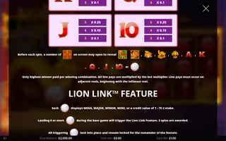 Lion Link Wealth of the Dragon – Game rules