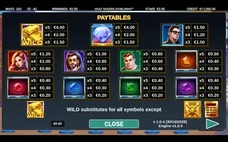 Vault Raiders DoubleMax – Paytable