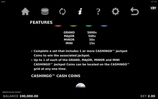 Mermaids Millions Cashingo – Paytable