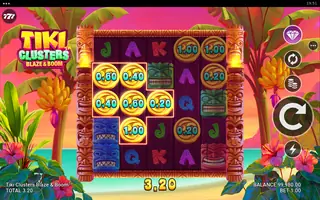 Tiki Clusters Blaze & Boom – Winning spin
