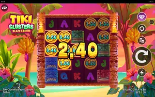 Tiki Clusters Blaze & Boom – Winning spin