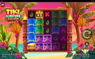 Tiki Clusters Blaze & Boom – Feature in play
