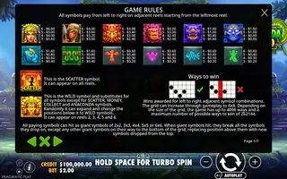 Anaconda Gold – Paytable