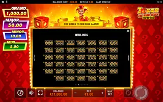 Joker in the Box Hotfire – Paytable