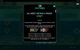 All About the Bass 2: Froggy Style – Paytable
