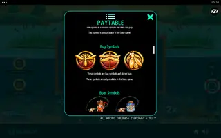 All About the Bass 2: Froggy Style – Paytable