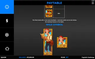 Captain Cashmap – Paytable