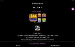 Agent Whiskers – Paytable