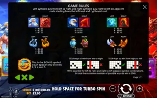Zeus vs Typhon – Paytable