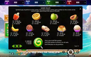 Doce Brasil – Brasil Jackpot – Paytable