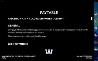 Amazing Catch Cold Rush Power Combo – Paytable