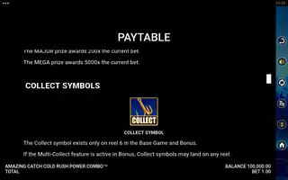 Amazing Catch Cold Rush Power Combo – Paytable
