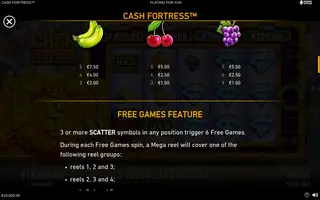 Cash Fortress – Paytable