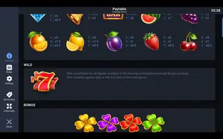 3 Flaming Clovers – Paytable