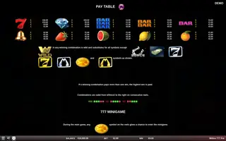 Million 777 Pot – Paytable