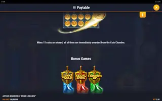 Arthur Kingdom of Spins Link&Win – Game rules