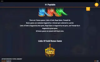Arthur Kingdom of Spins Link&Win – Game rules