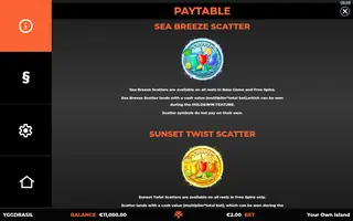 Your Own Island – Paytable