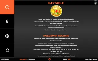 Your Own Island – Paytable