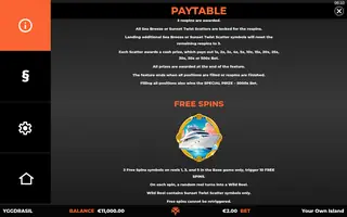 Your Own Island – Paytable