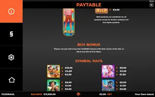 Your Own Island – Paytable