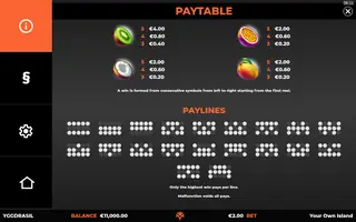 Your Own Island – Paytable