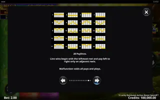 3 Lucky Rainbows Action Boost SpinUP – Paytable