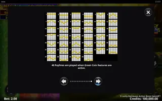 3 Lucky Rainbows Action Boost SpinUP – Paytable
