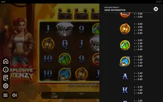 Explosive Frenzy – Paytable
