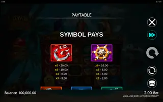 Jaws and Jewels Power Combo – Paytable